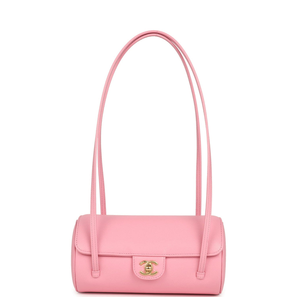 Chanel Preppy Coco Bowling Bag Pink Shiny Caviar Brushed Gold Hardware