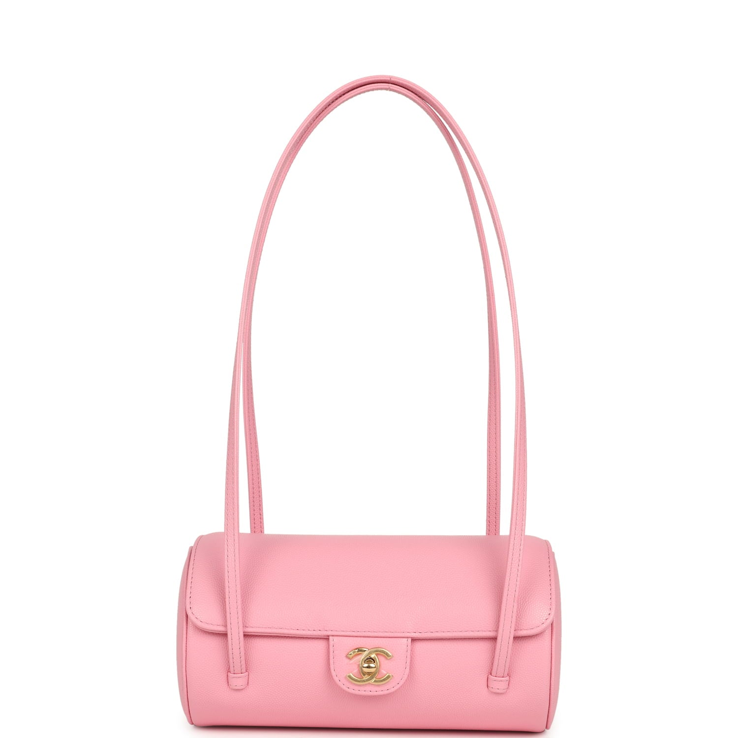 Chanel Preppy Coco Bowling Bag Pink Shiny Caviar Brushed Gold Hardware