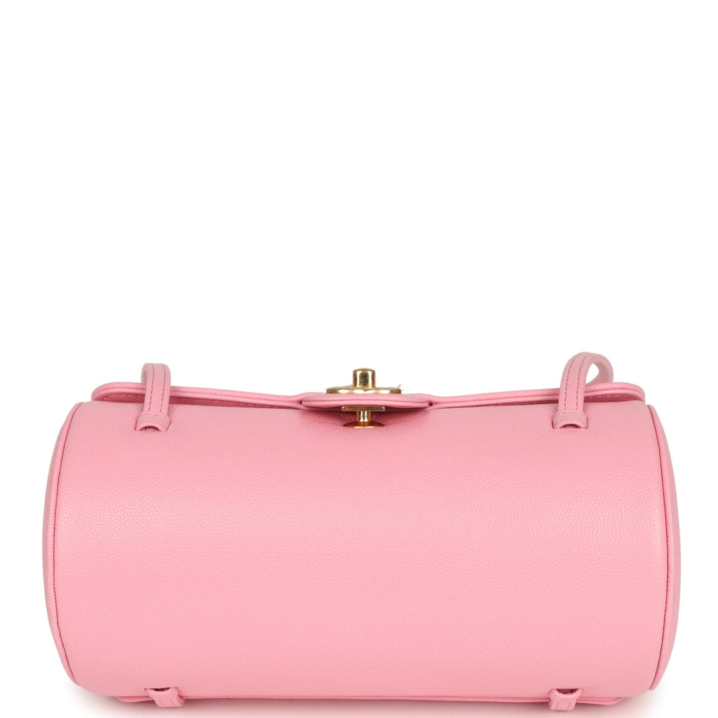 Chanel Preppy Coco Bowling Bag Pink Shiny Caviar Brushed Gold Hardware