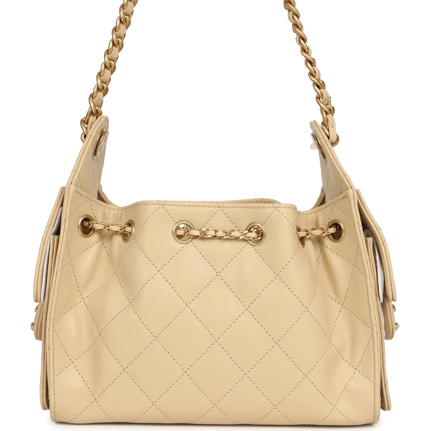Chanel Mini 25 Hobo Bag Light Beige Caviar Antique Gold Hardware