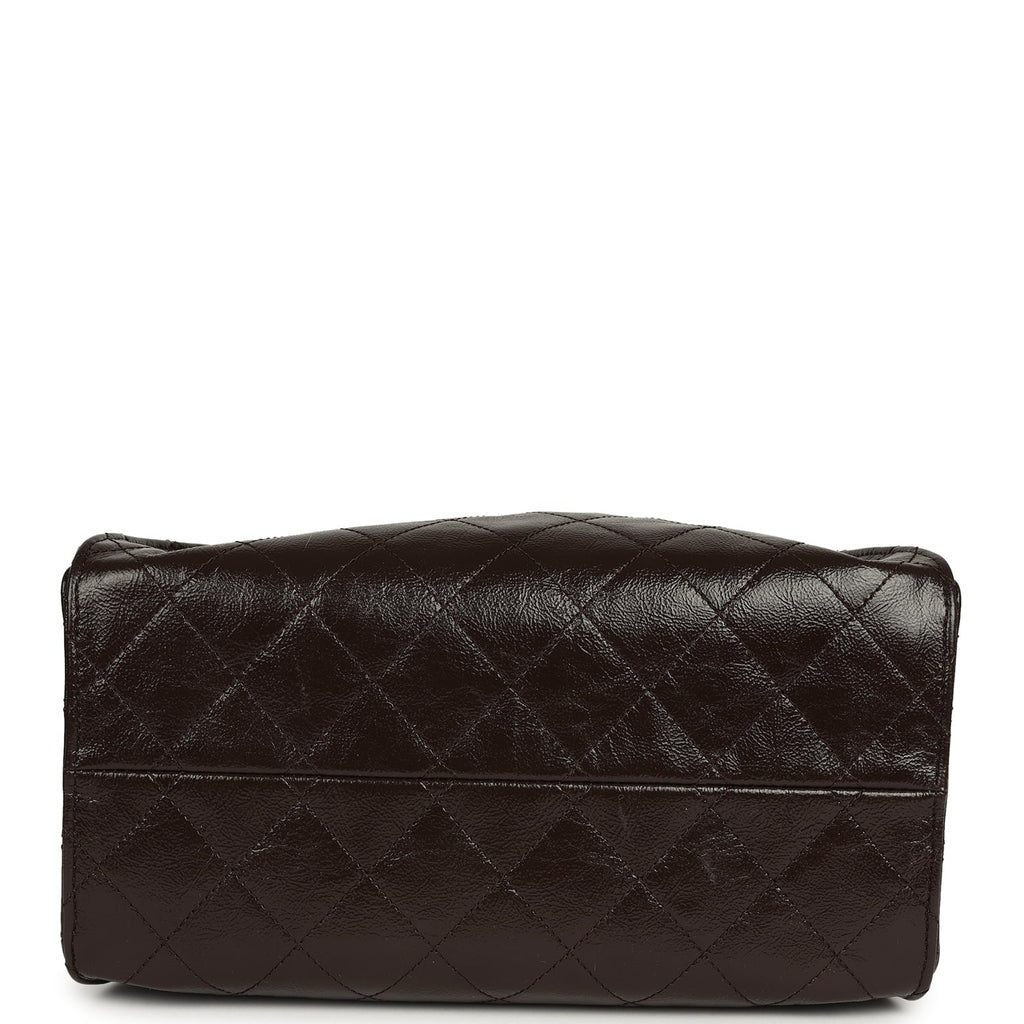 Chanel Small 25 Hobo Bag Dark Brown Shiny Aged Calfskin Silver Hardware