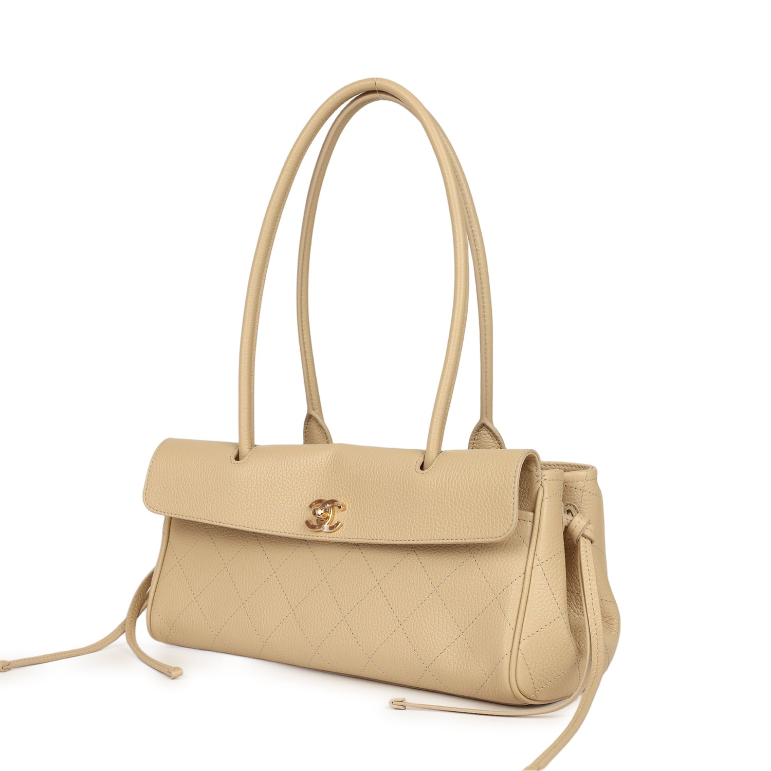Chanel Small "Urban Essential" East West Shopping Tote Light Beige Caviar Gold Hardware