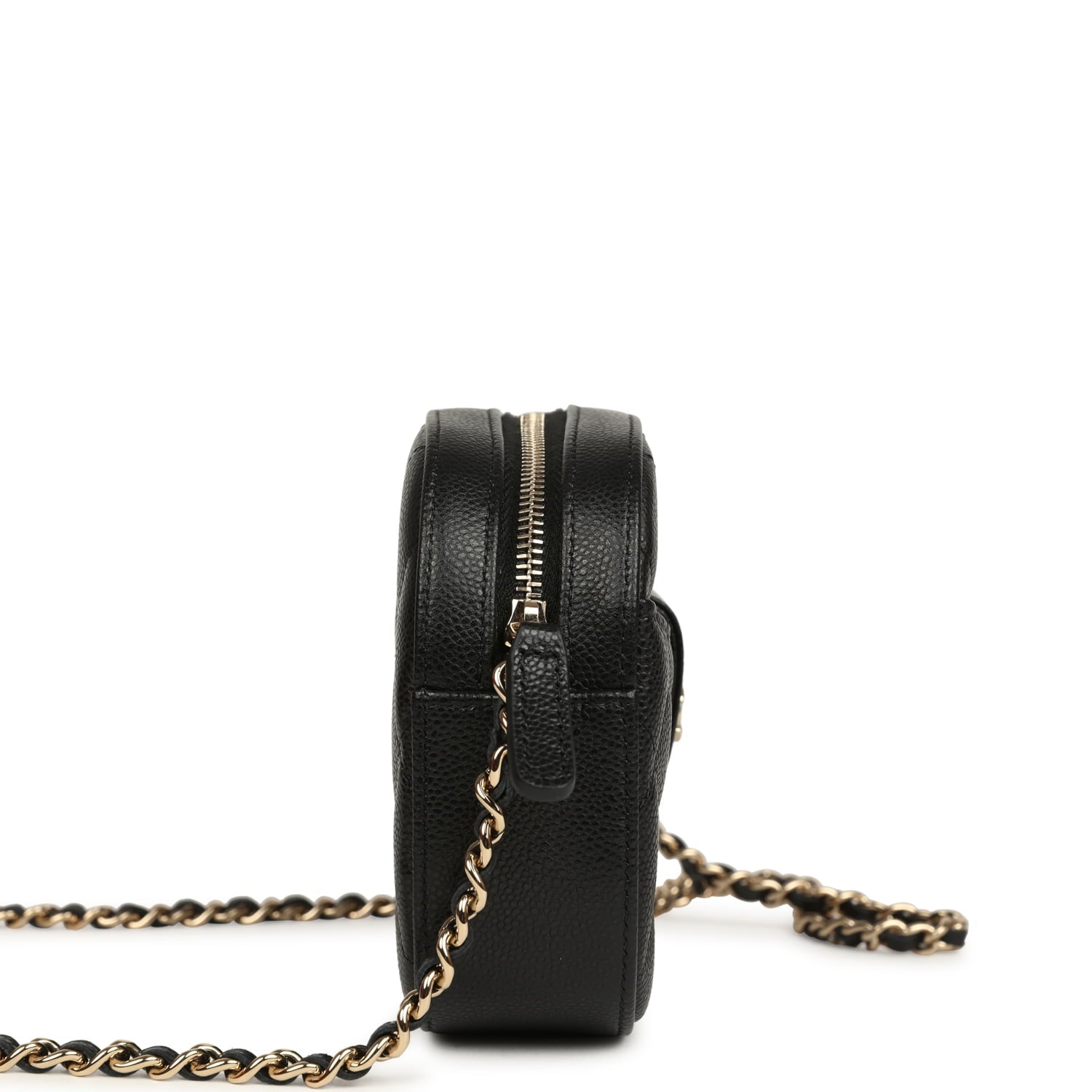 Chanel Mini Camera Case Clutch with Chain Black Caviar Light Gold Hardware