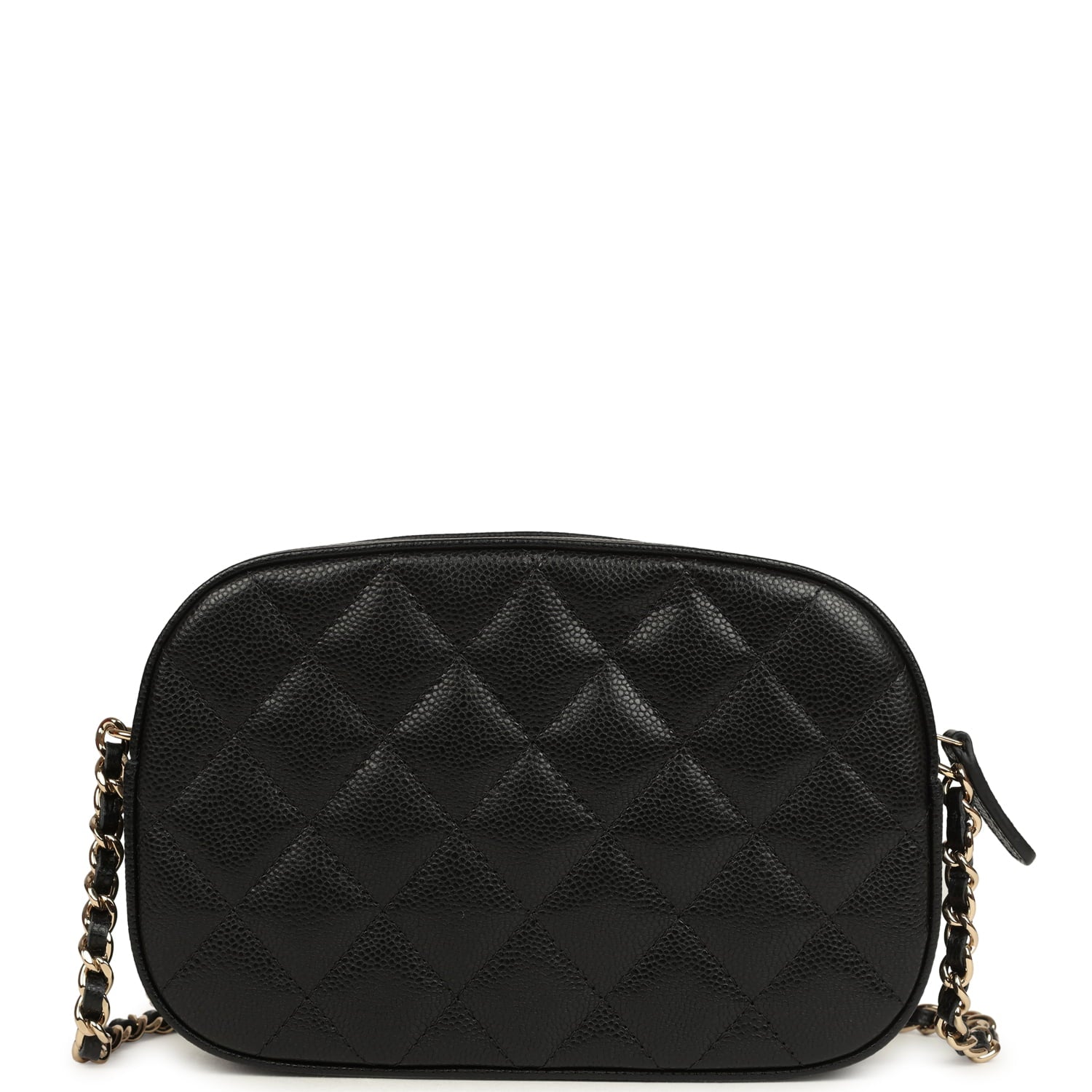Chanel Mini Camera Case Clutch with Chain Black Caviar Light Gold Hardware