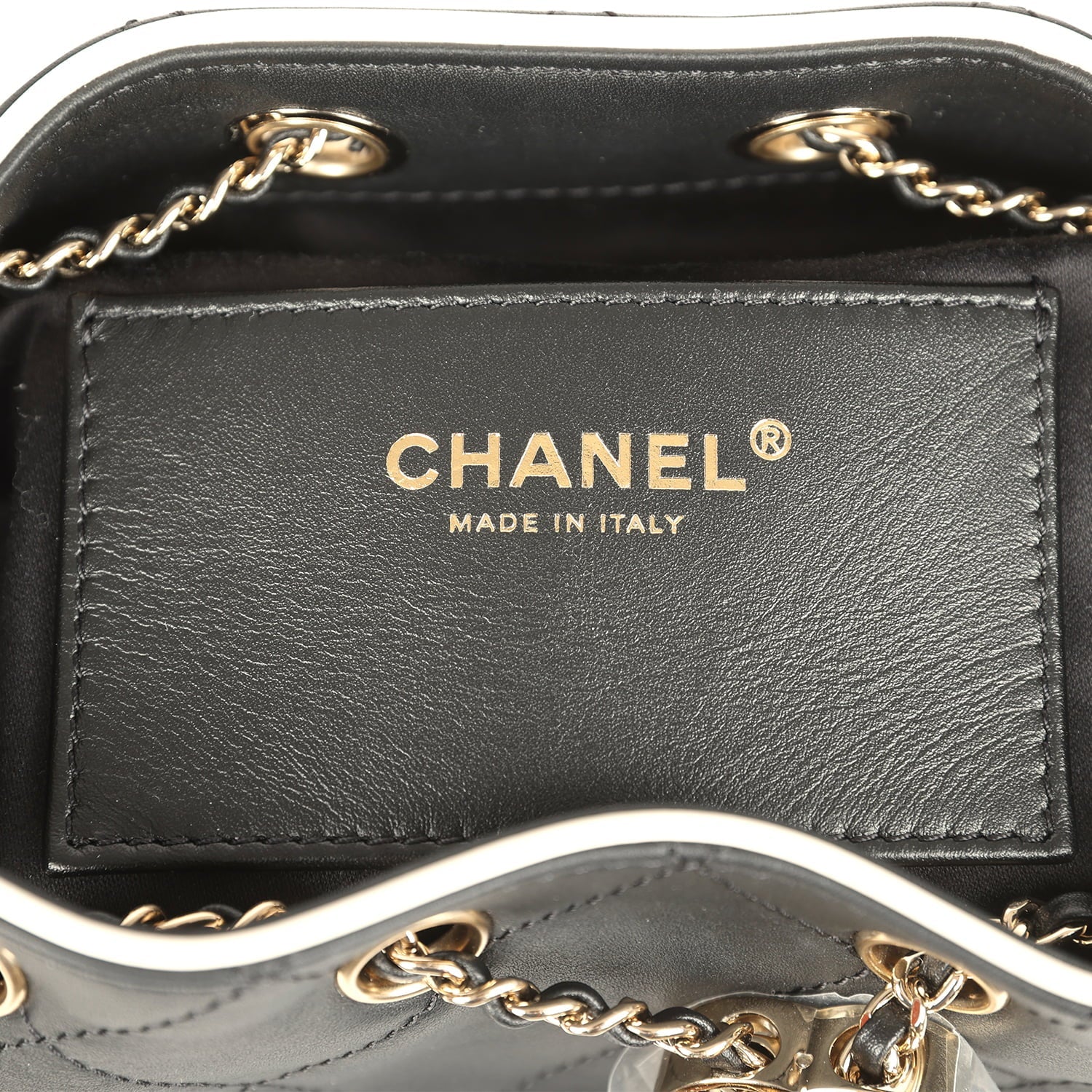 Chanel Mini 25 Hobo Bag Black and White Calfskin Light Gold Hardware