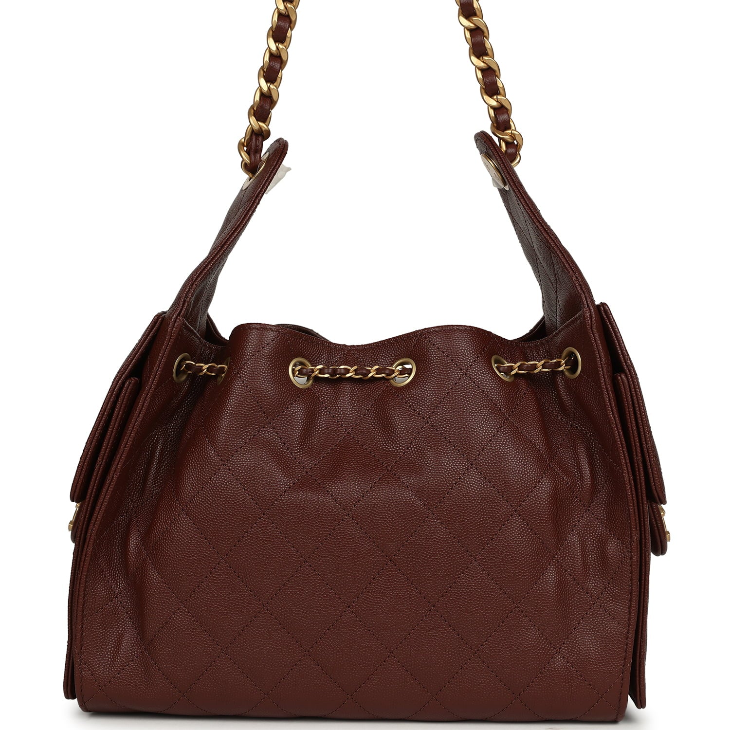 Chanel Small 25 Hobo Bag Brown Caviar Antique Gold Hardware