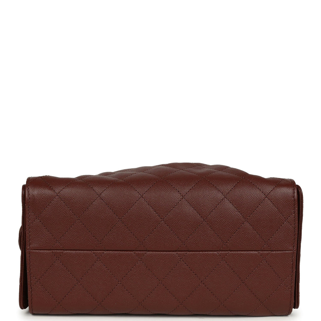 Chanel Small 25 Hobo Bag Brown Caviar Antique Gold Hardware