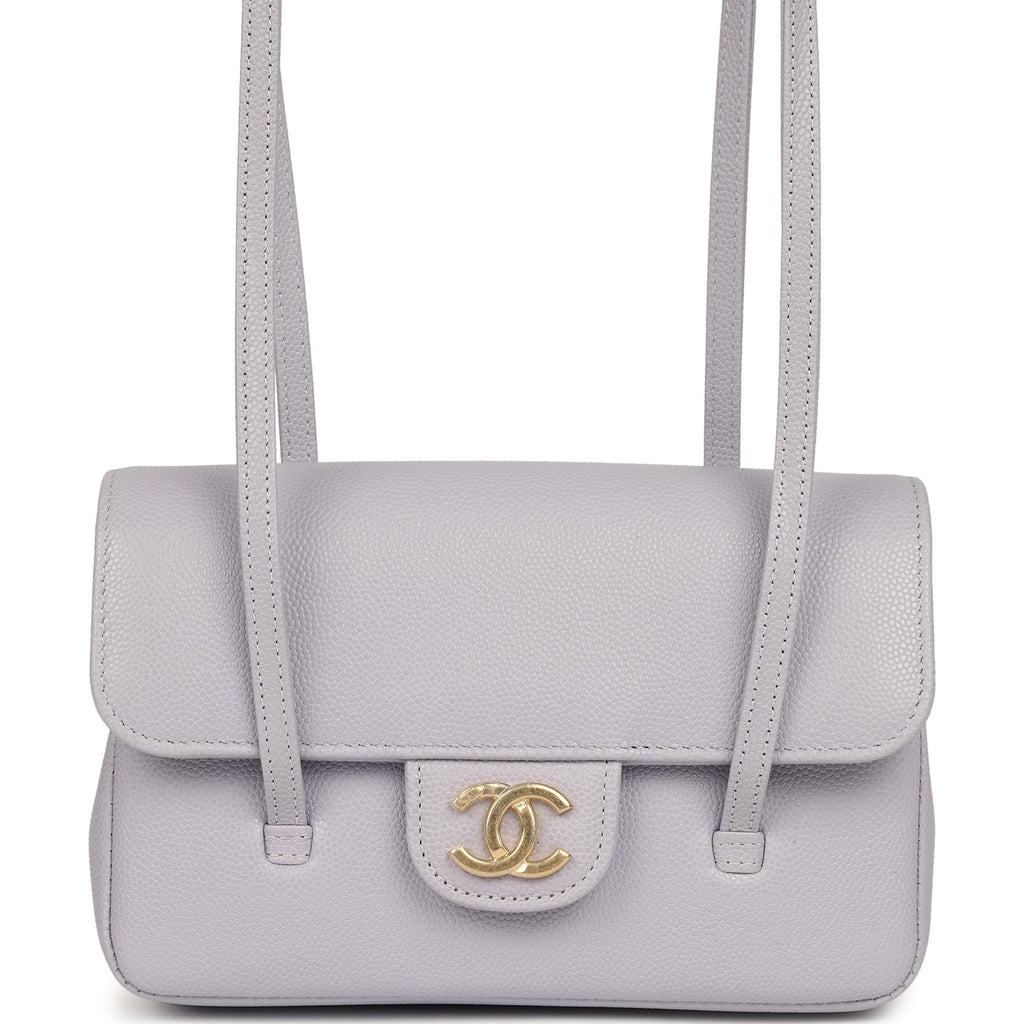 Chanel Mini Preppy Coco Clutch with Straps Light Purple Shiny Caviar Brushed Gold Hardware