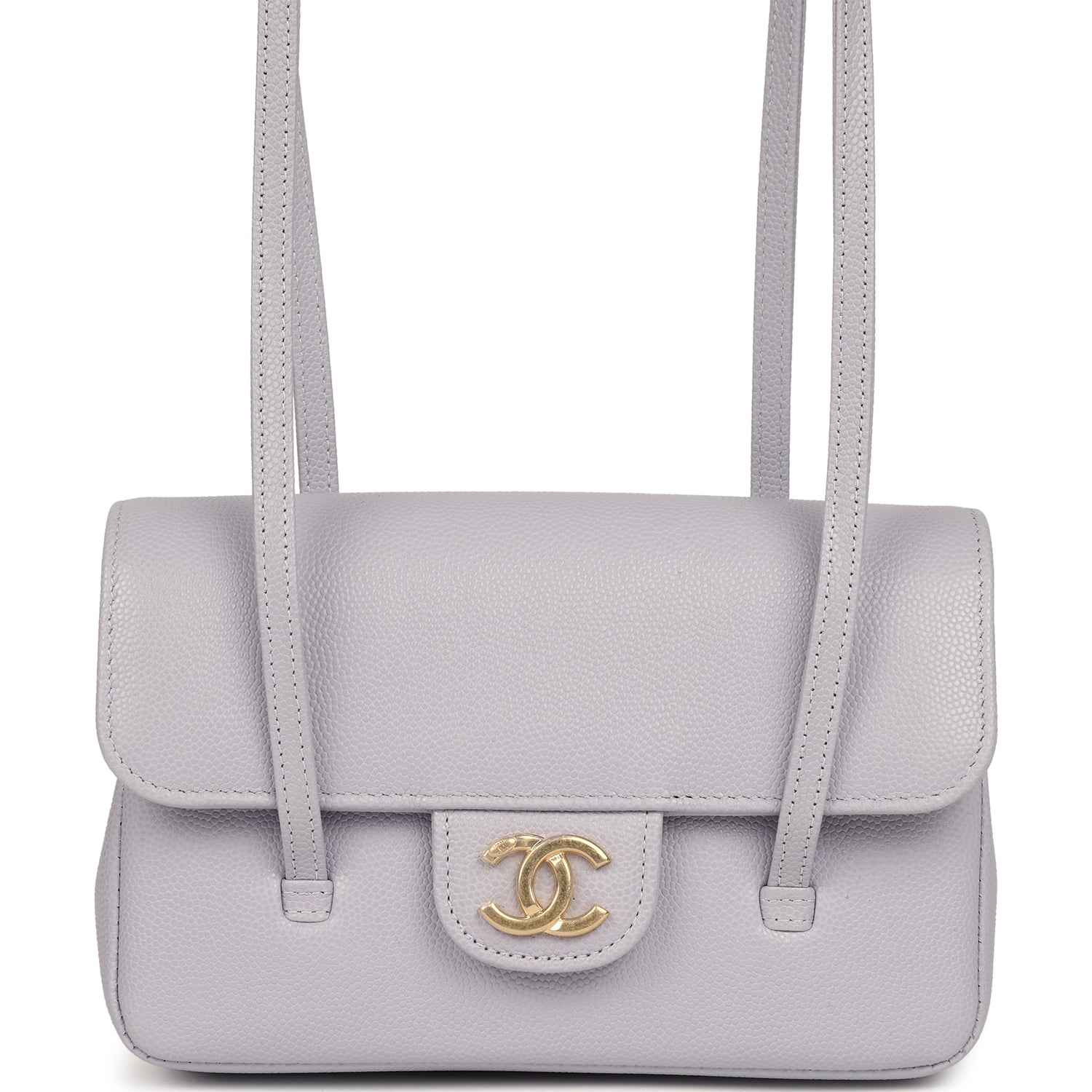 Chanel Mini Preppy Coco Clutch with Straps Light Purple Shiny Caviar Brushed Gold Hardware