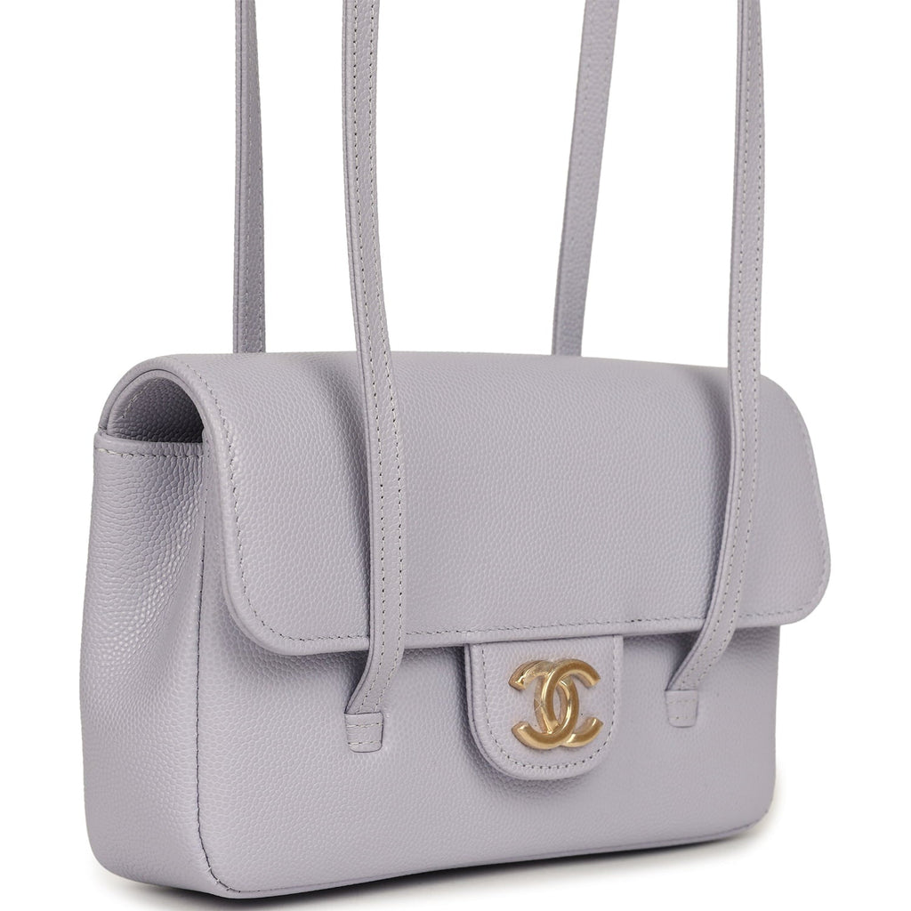 Chanel Mini Preppy Coco Clutch with Straps Light Purple Shiny Caviar Brushed Gold Hardware