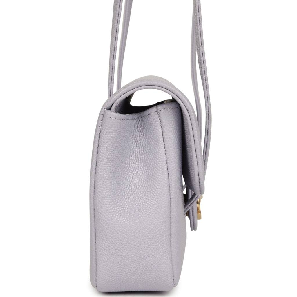 Chanel Mini Preppy Coco Clutch with Straps Light Purple Shiny Caviar Brushed Gold Hardware