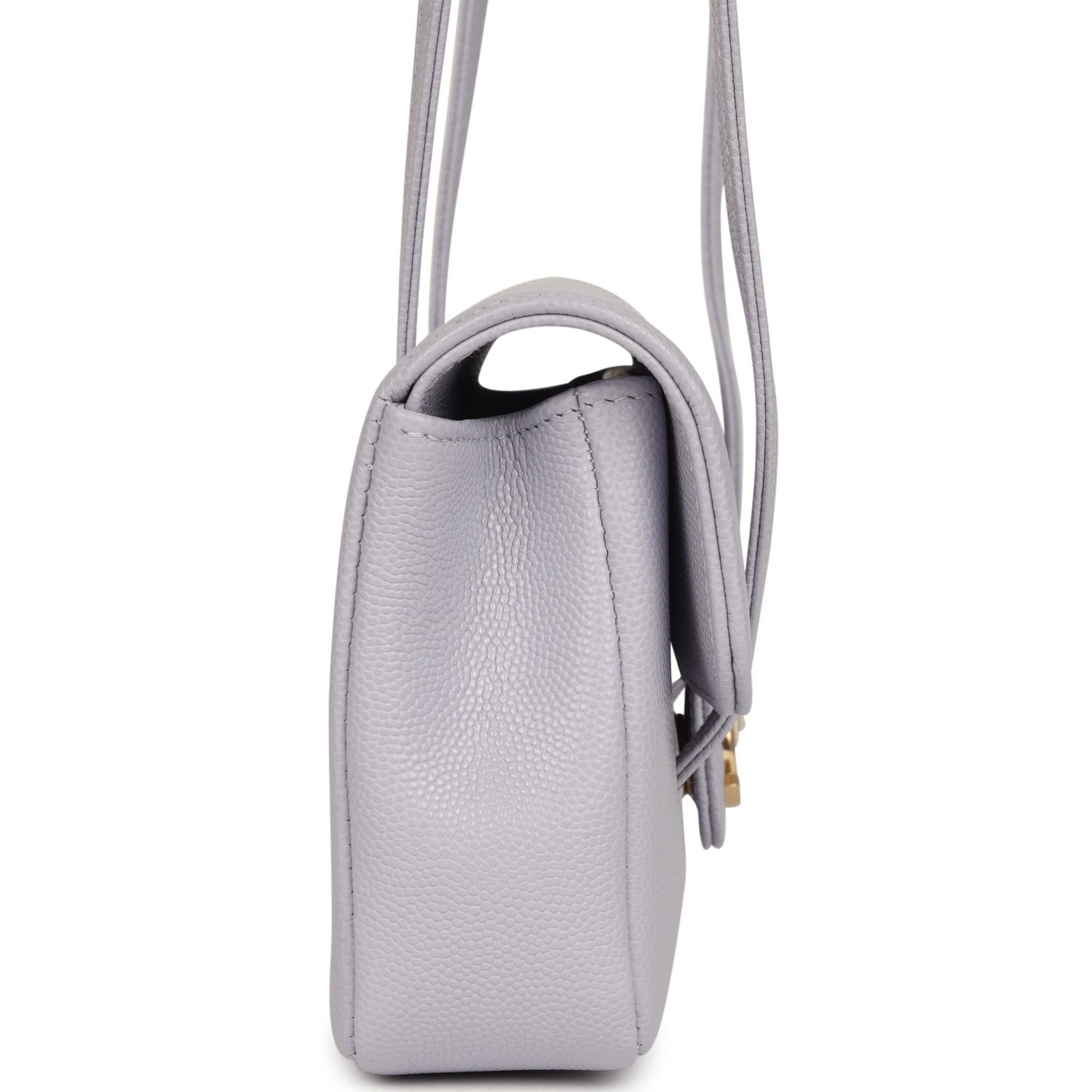 Chanel Mini Preppy Coco Clutch with Straps Light Purple Shiny Caviar Brushed Gold Hardware