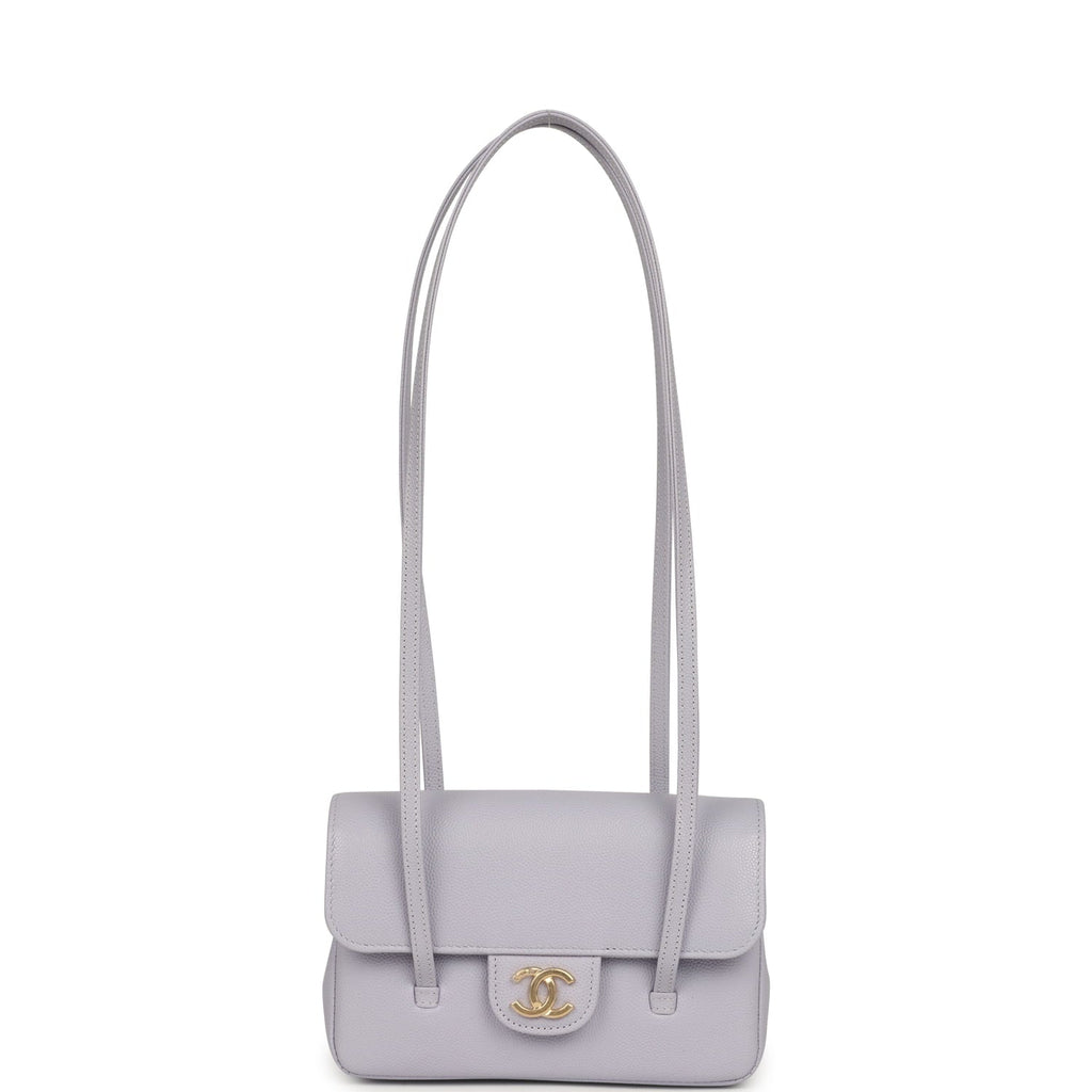 Chanel Mini Preppy Coco Clutch with Straps Light Purple Shiny Caviar Brushed Gold Hardware