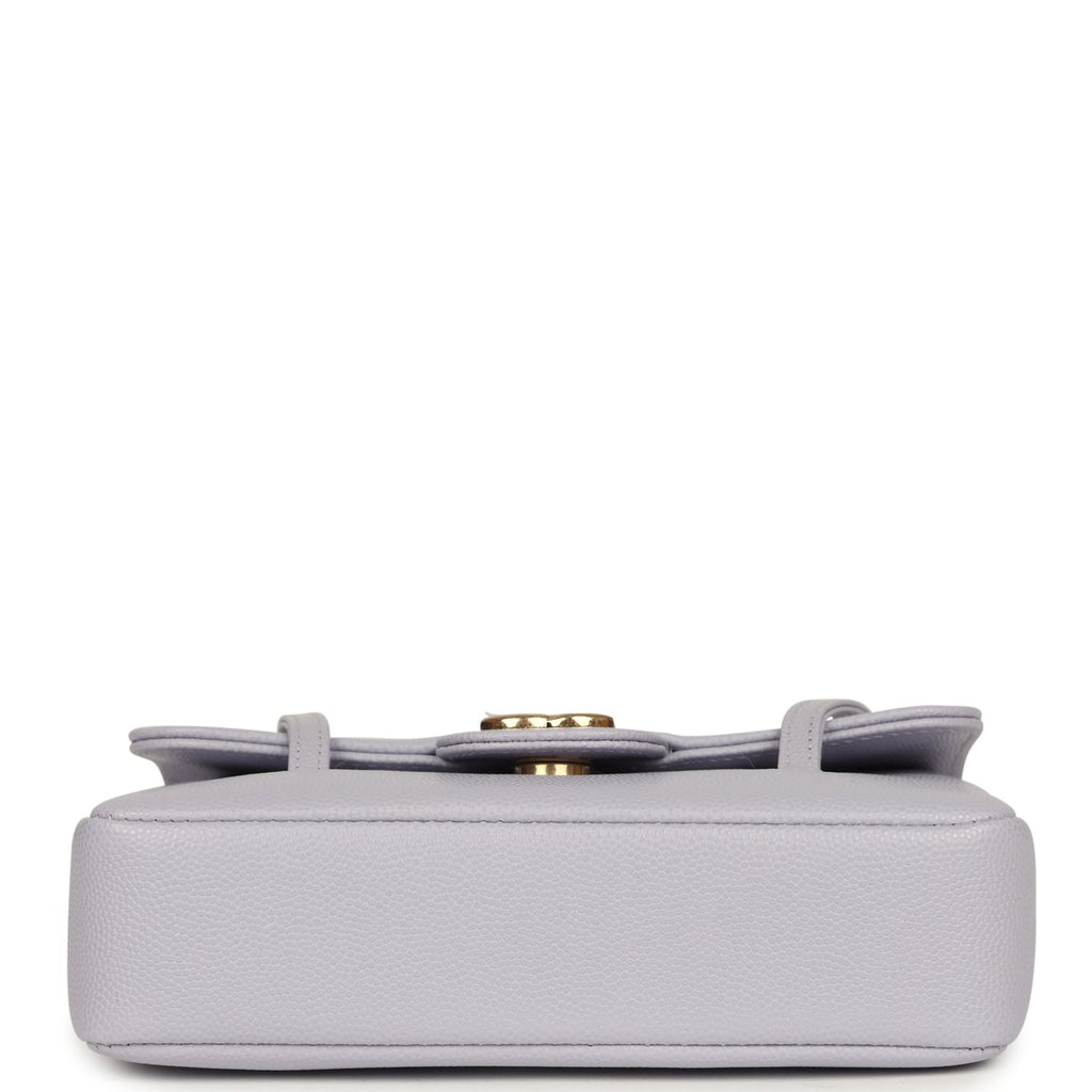 Chanel Mini Preppy Coco Clutch with Straps Light Purple Shiny Caviar Brushed Gold Hardware