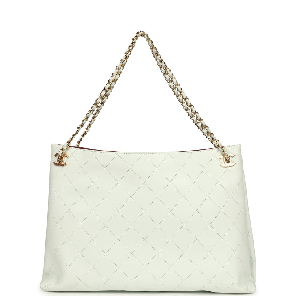 Chanel Large "Eyes on You" CC Shopping Bag Light Blue Lambskin Gold Hardware