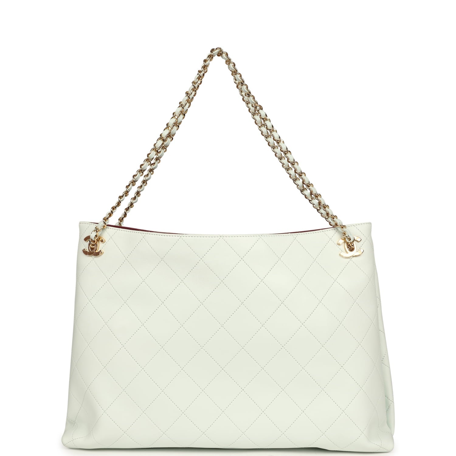 Chanel Large "Eyes on You" CC Shopping Bag Light Blue Lambskin Gold Hardware