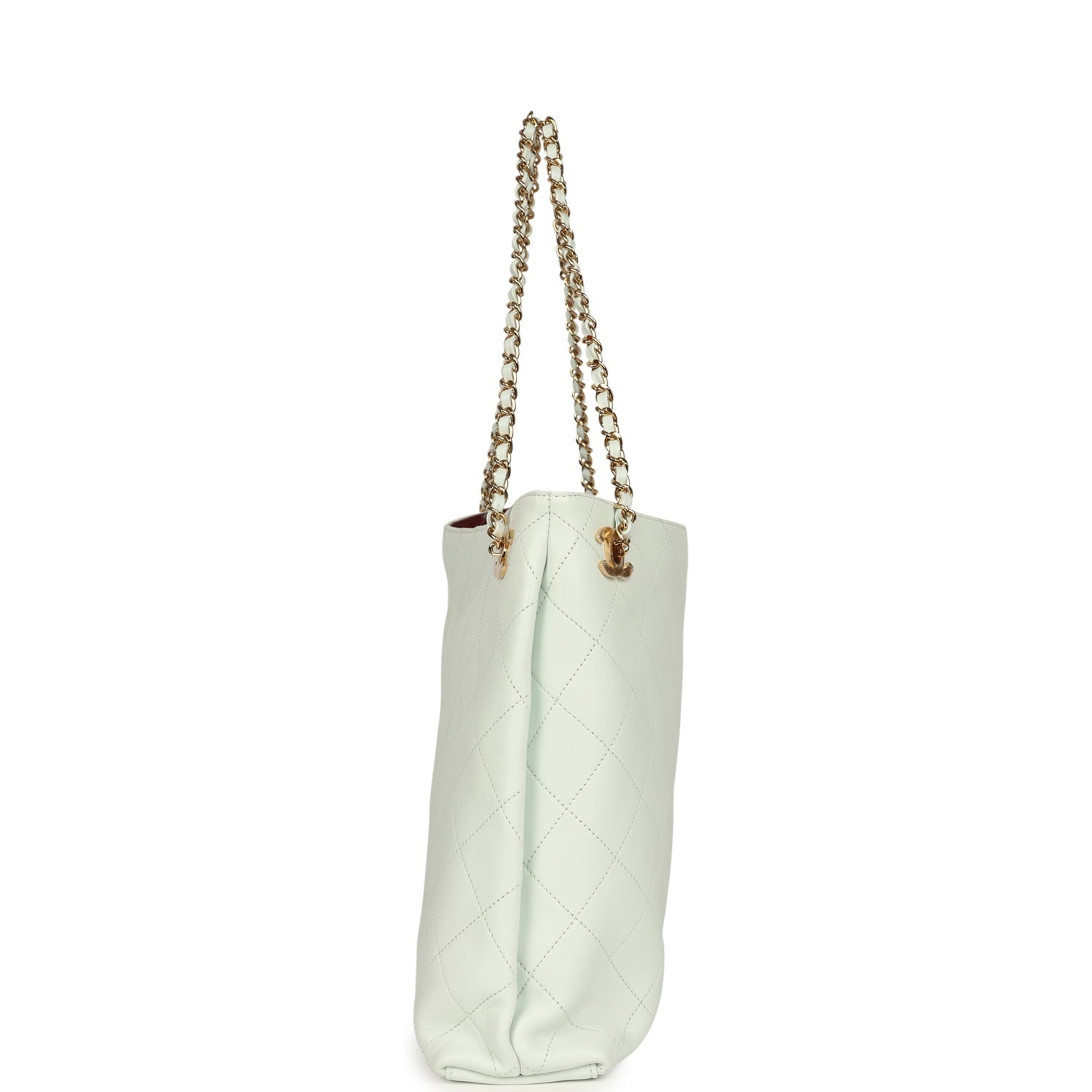 Chanel Large "Eyes on You" CC Shopping Bag Light Blue Lambskin Gold Hardware