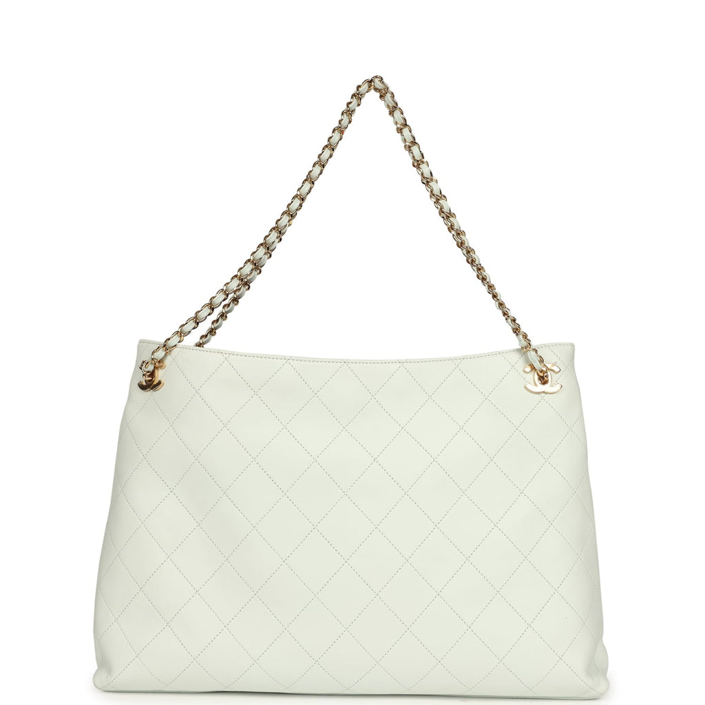Chanel Large "Eyes on You" CC Shopping Bag Light Blue Lambskin Gold Hardware