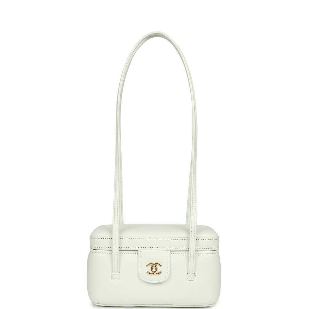 Chanel Preppy Coco Long Vanity with Straps Light Blue Shiny Caviar Brushed Gold Hardware