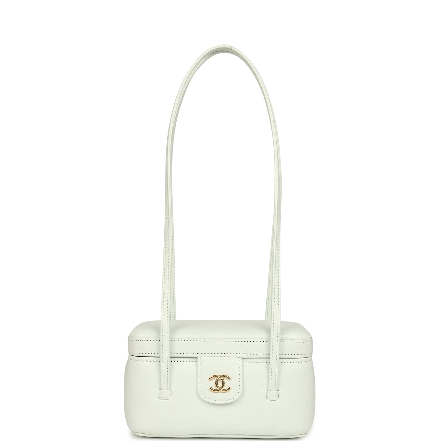 Chanel Preppy Coco Long Vanity with Straps Light Blue Shiny Caviar Brushed Gold Hardware
