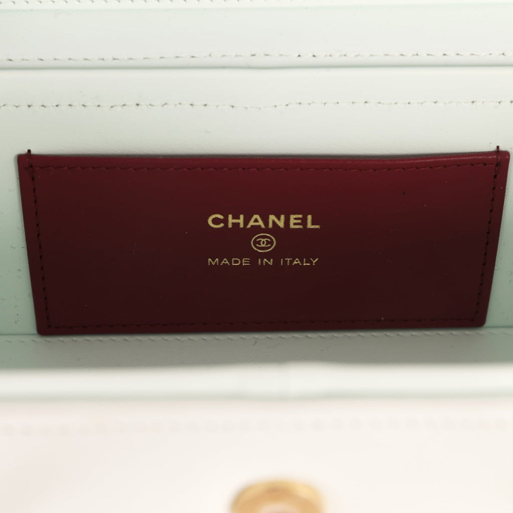 Chanel Preppy Coco Long Vanity with Straps Light Blue Shiny Caviar Brushed Gold Hardware