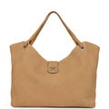Chanel Maxi Shopping Bag Beige Grained Nubuck Calfskin Light Gold Hardware