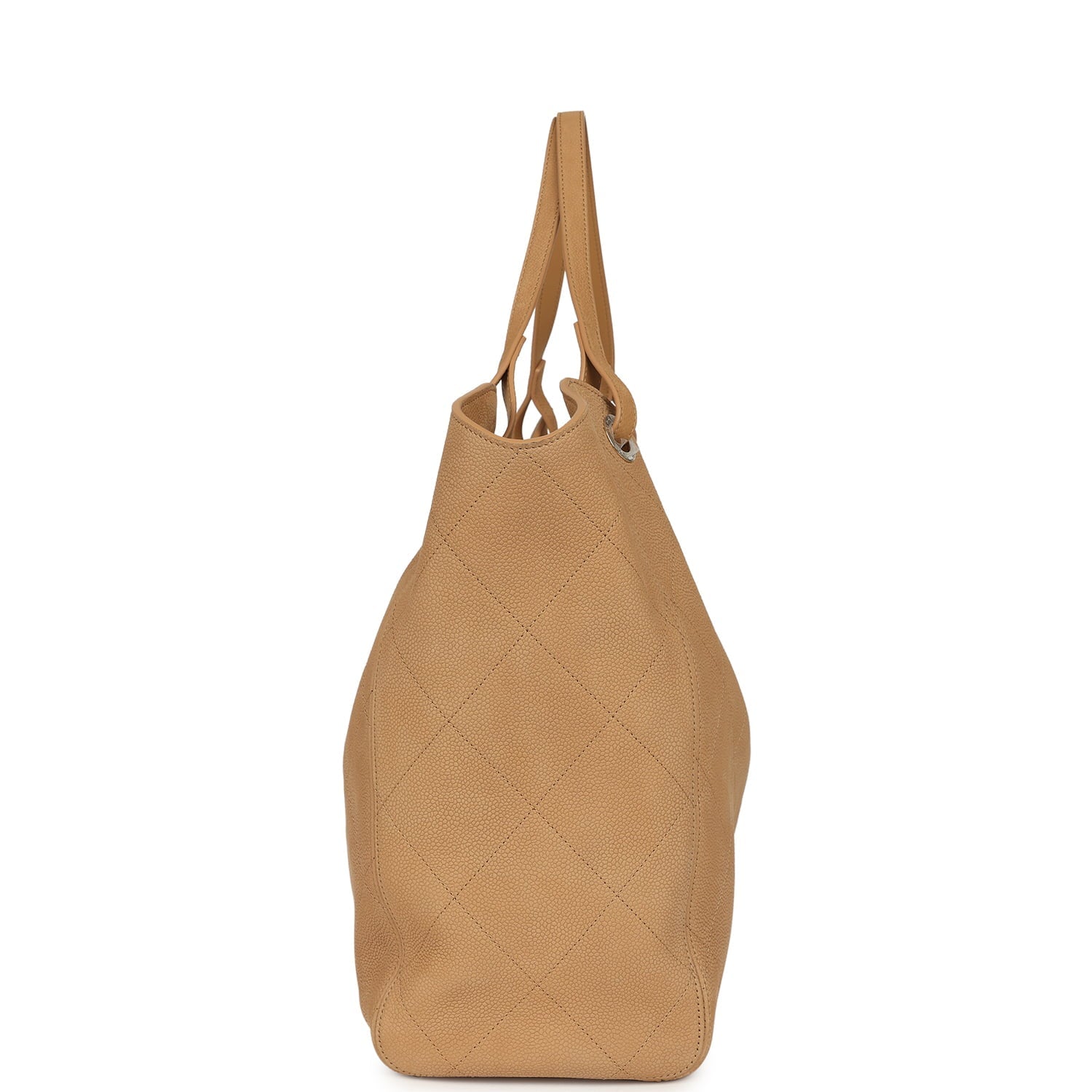 Chanel Maxi Shopping Bag Beige Grained Nubuck Calfskin Light Gold Hardware