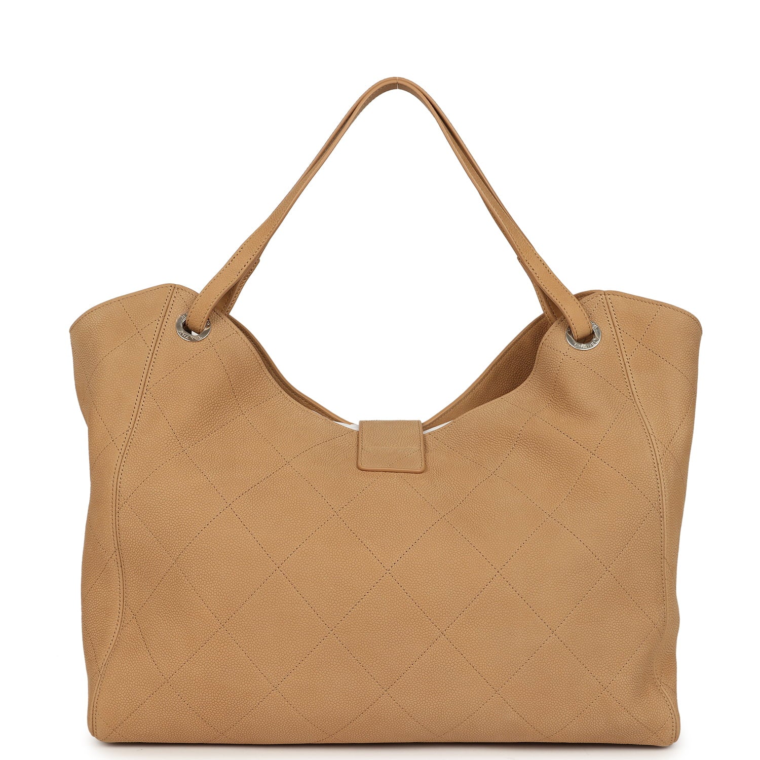 Chanel Maxi Shopping Bag Beige Grained Nubuck Calfskin Light Gold Hardware