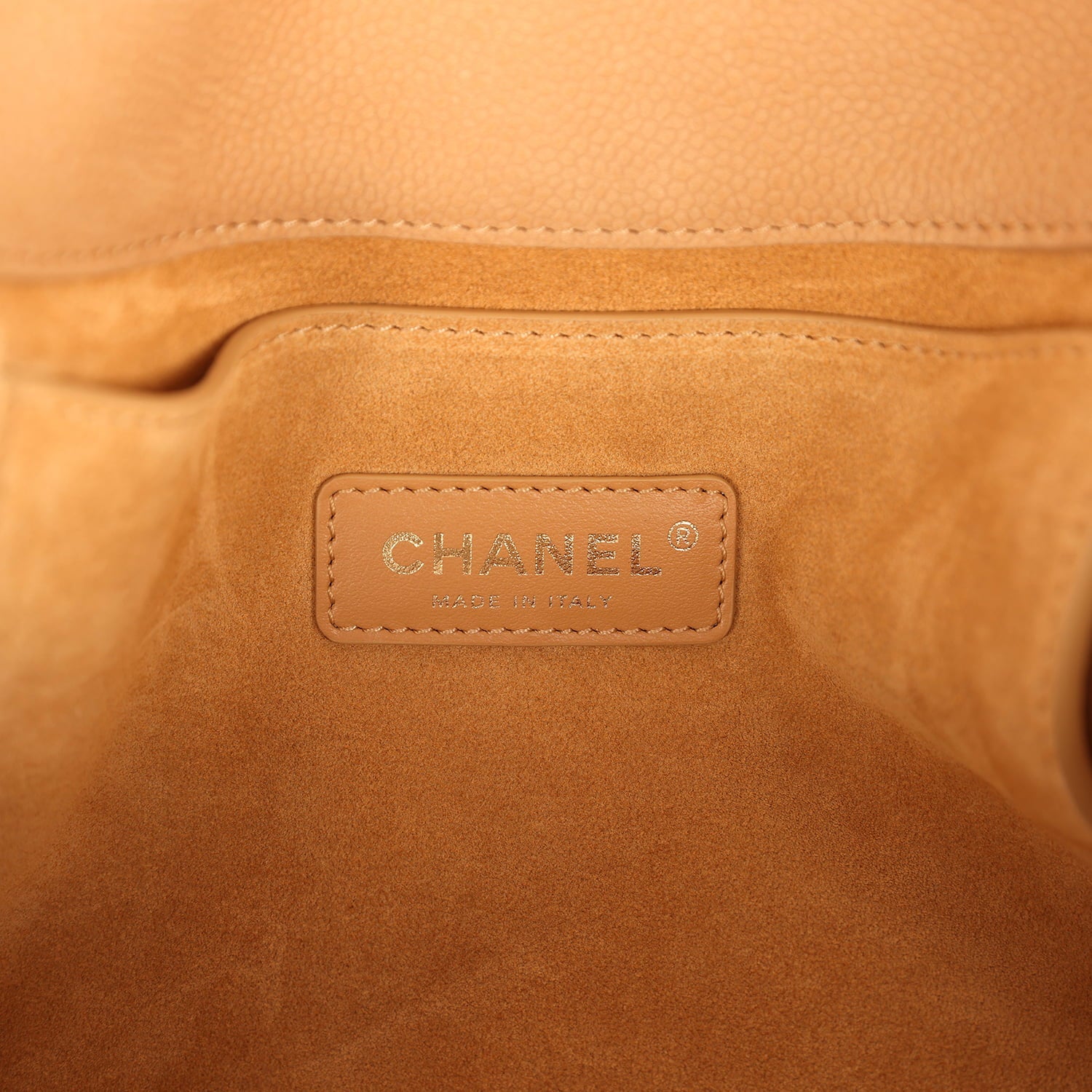 Chanel Maxi Shopping Bag Beige Grained Nubuck Calfskin Light Gold Hardware