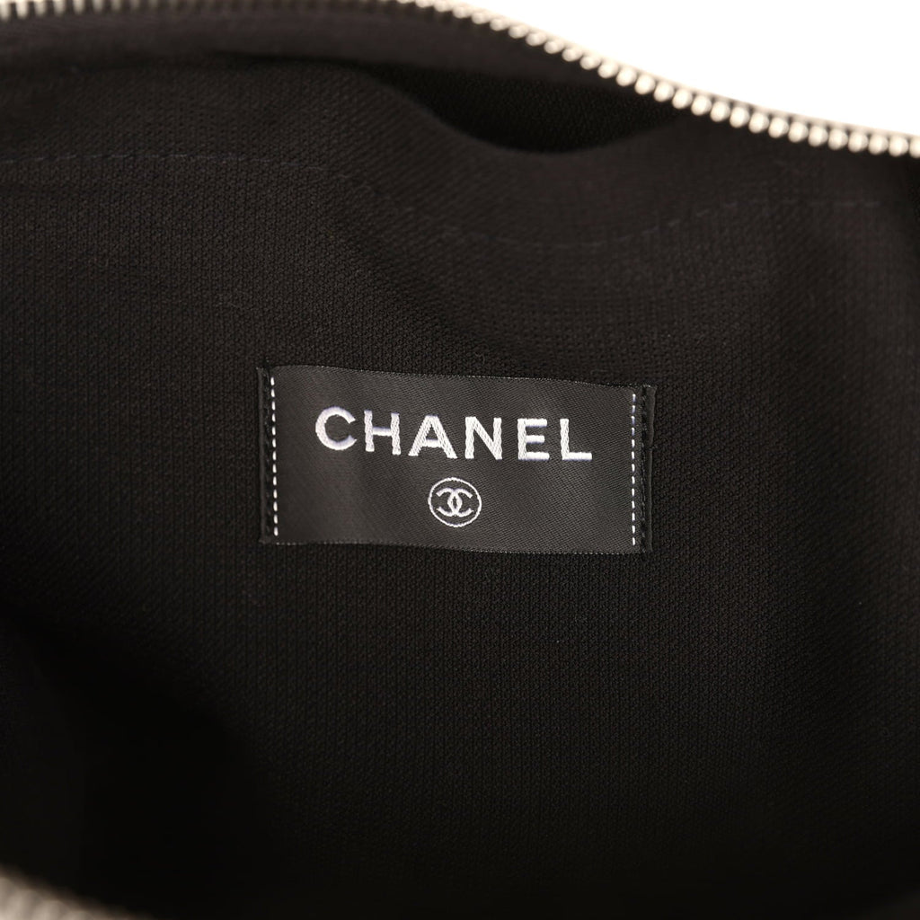 Chanel CC Beach Hobo Bag and Towel Set White and Black Terry Silver Hardware
