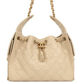 Chanel Small 25 Hobo Bag Beige Caviar Antique Gold Hardware