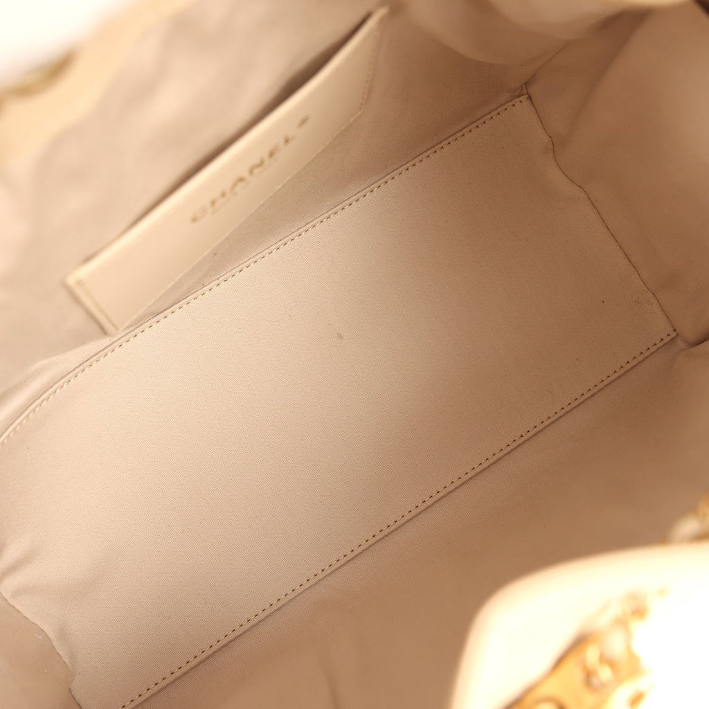 Chanel Small 25 Hobo Bag Beige Caviar Antique Gold Hardware