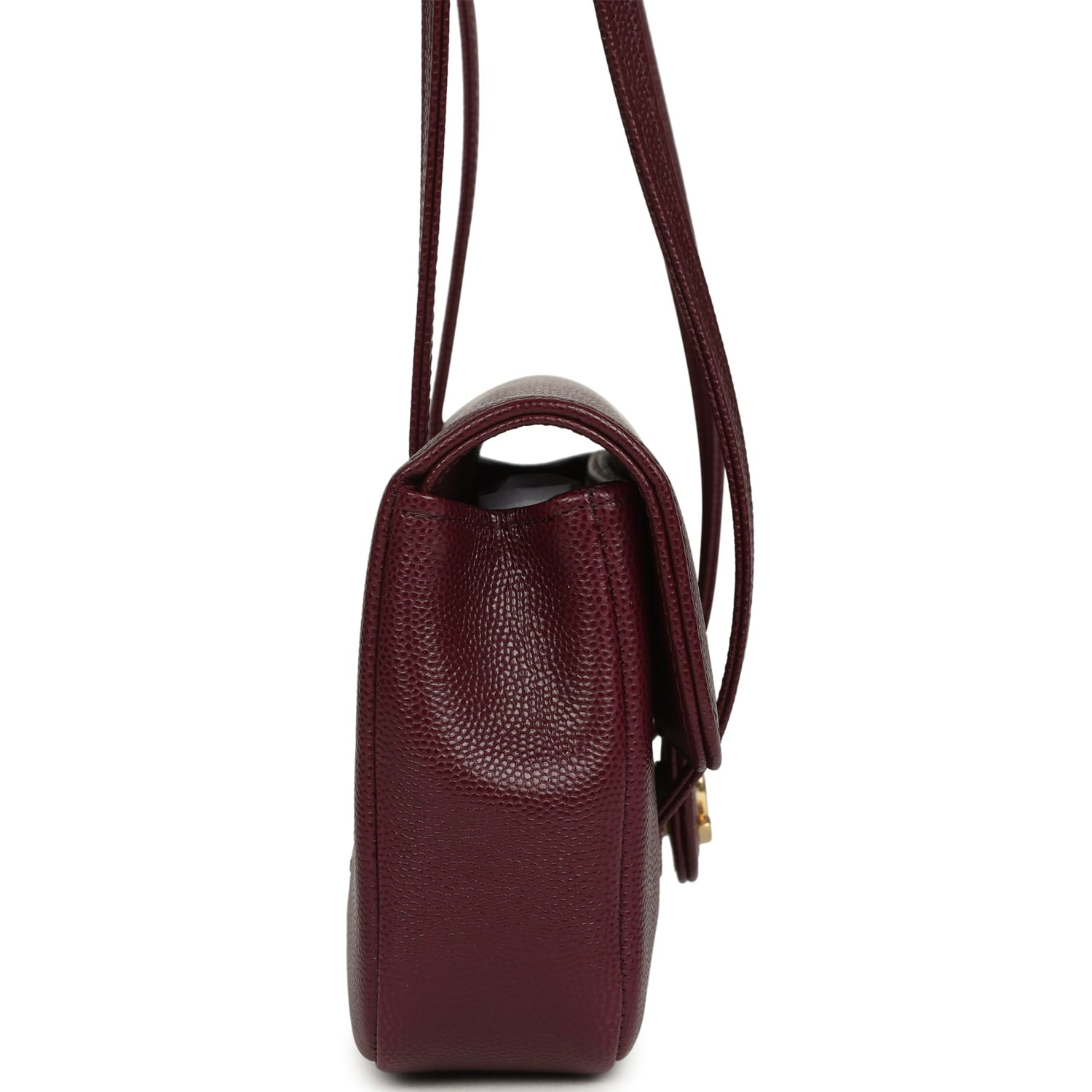 Chanel Mini Preppy Coco Clutch with Straps Dark Burgundy Shiny Caviar Brushed Gold Hardware