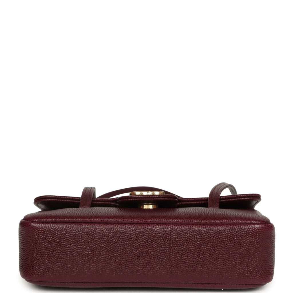 Chanel Mini Preppy Coco Clutch with Straps Dark Burgundy Shiny Caviar Brushed Gold Hardware