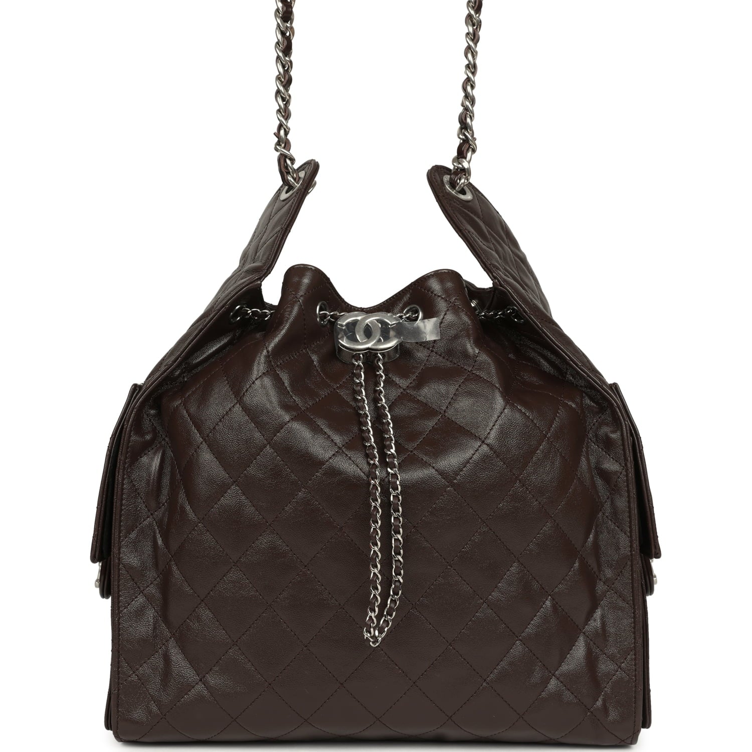 Chanel Medium 25 Hobo Bag Dark Brown Shiny Aged Calfskin Silver Hardware