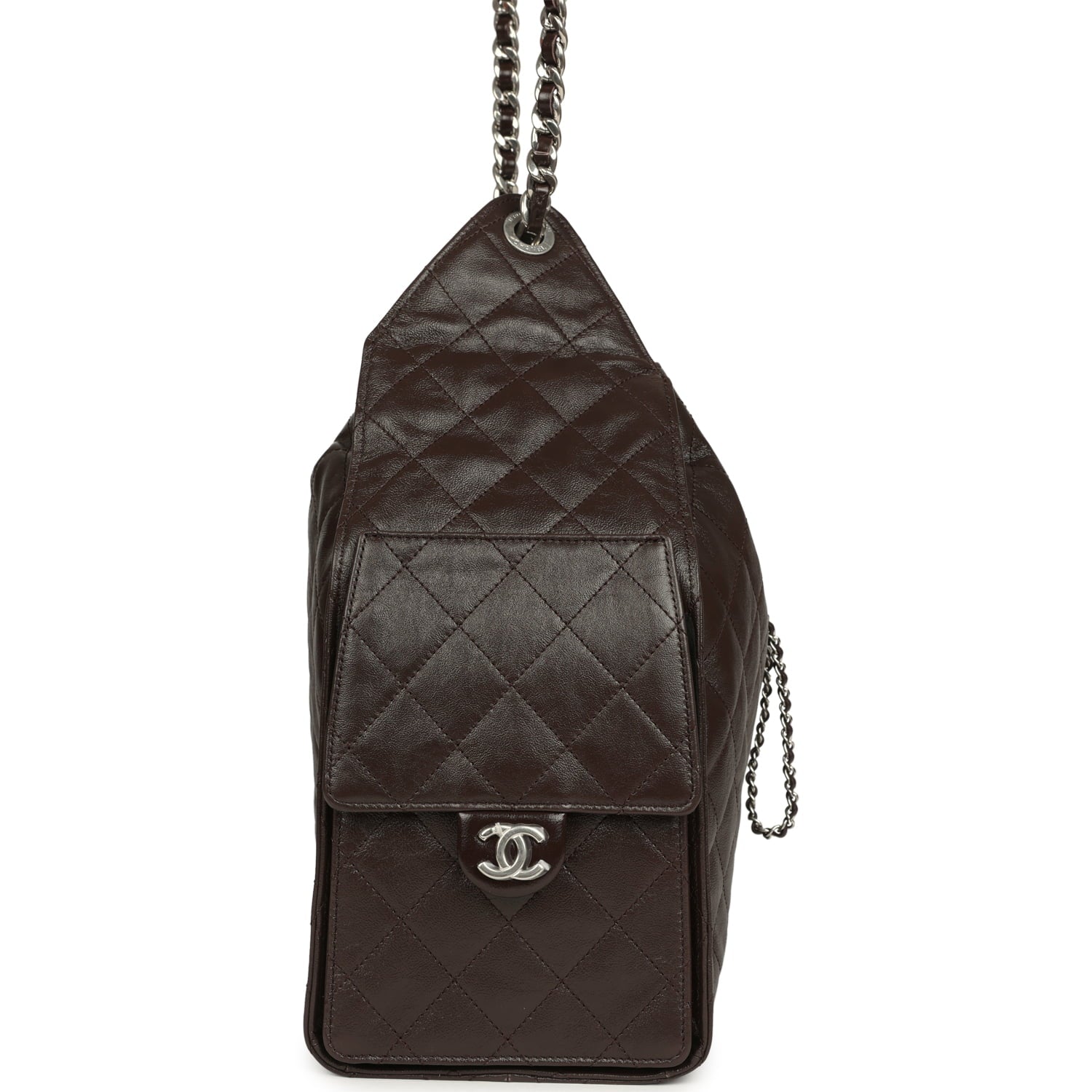 Chanel Medium 25 Hobo Bag Dark Brown Shiny Aged Calfskin Silver Hardware