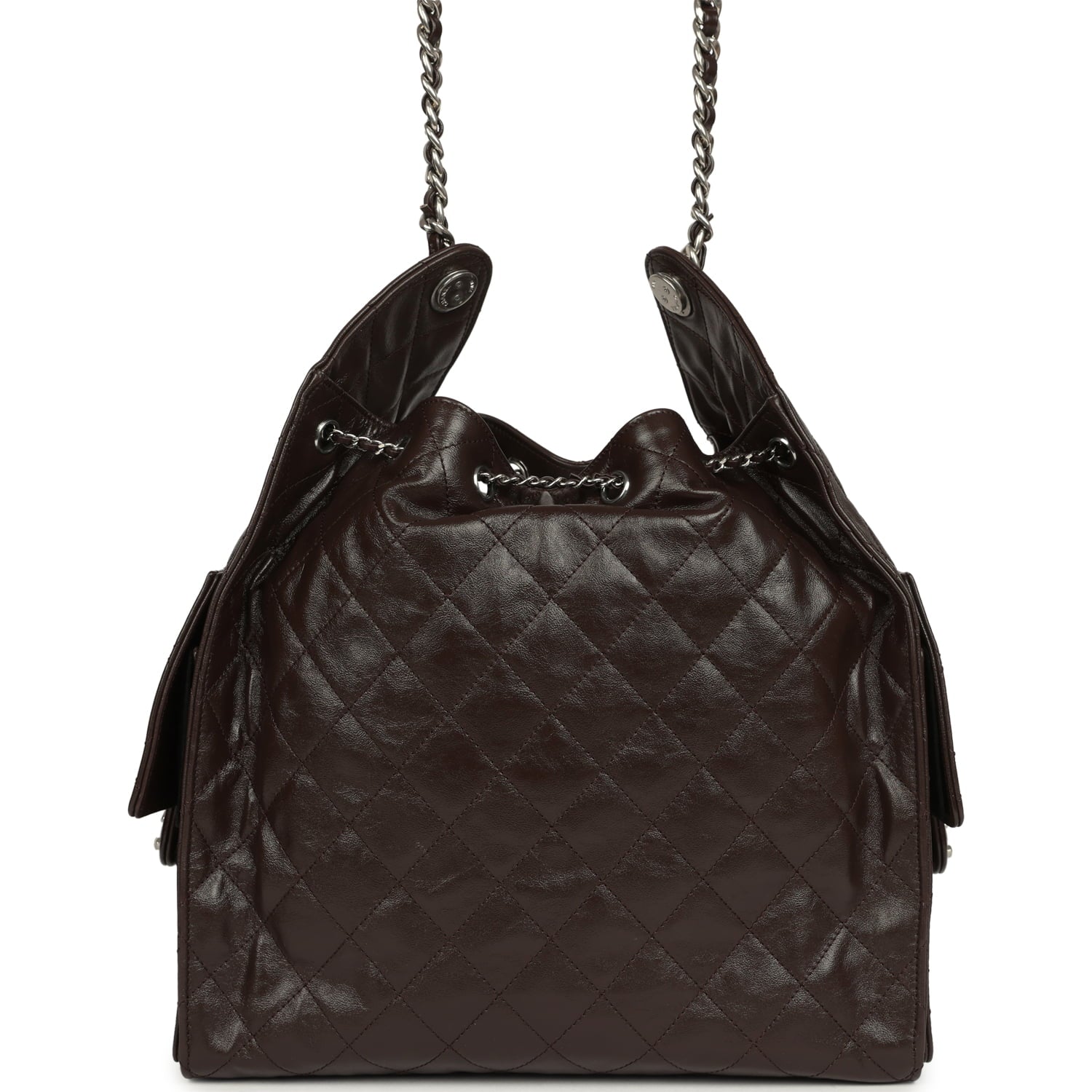 Chanel Medium 25 Hobo Bag Dark Brown Shiny Aged Calfskin Silver Hardware