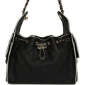 Chanel Small 25 Hobo Bag Black and White Calfskin Light Gold Hardware