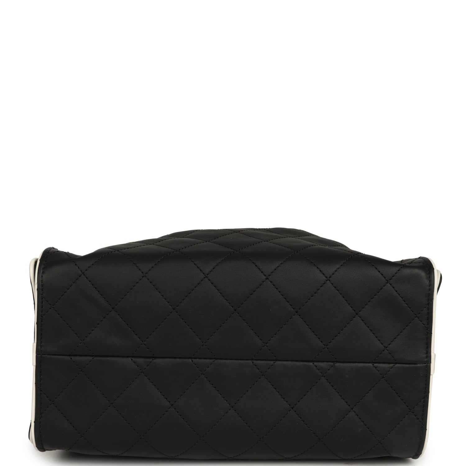 Chanel Small 25 Hobo Bag Black and White Calfskin Light Gold Hardware