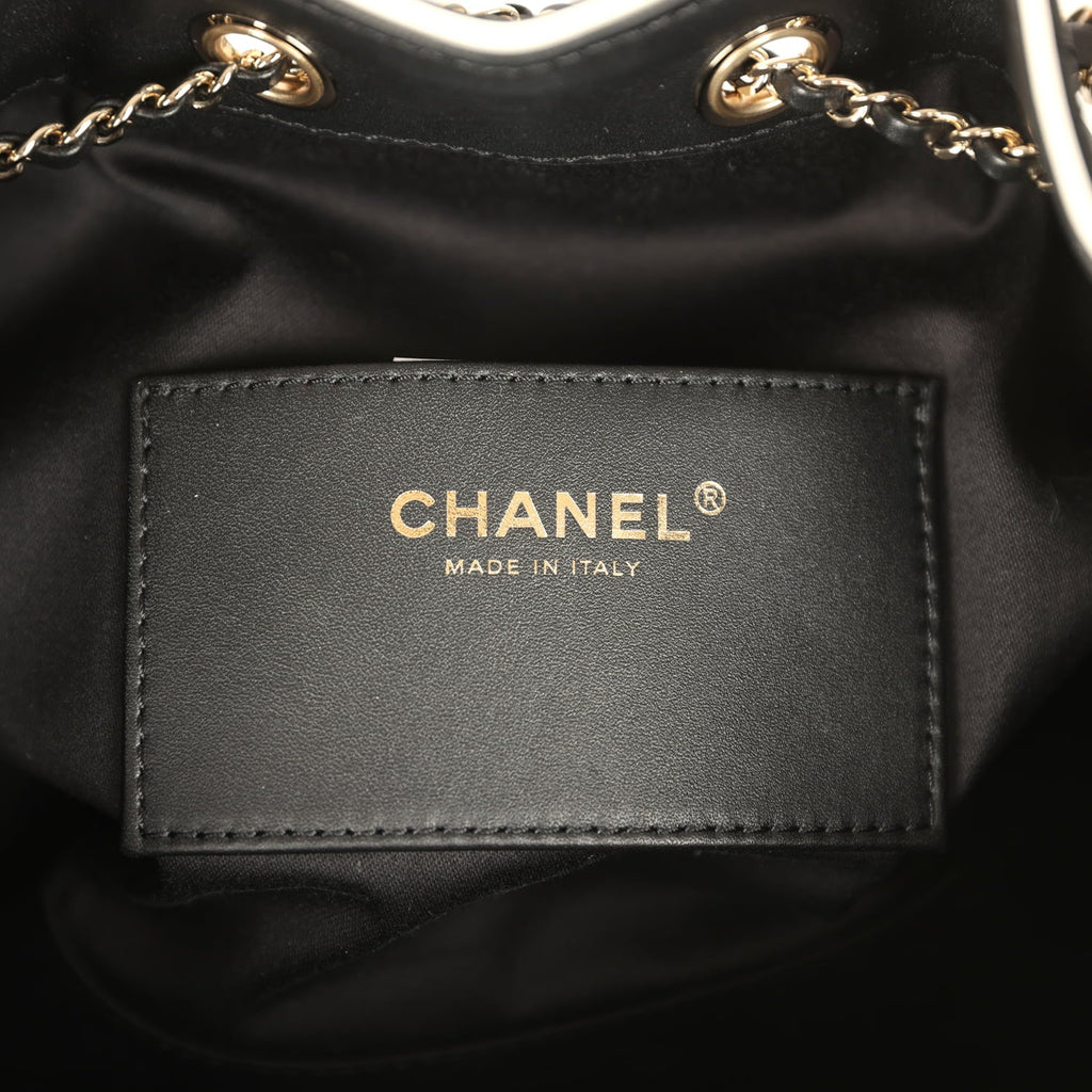 Chanel Small 25 Hobo Bag Black and White Calfskin Light Gold Hardware