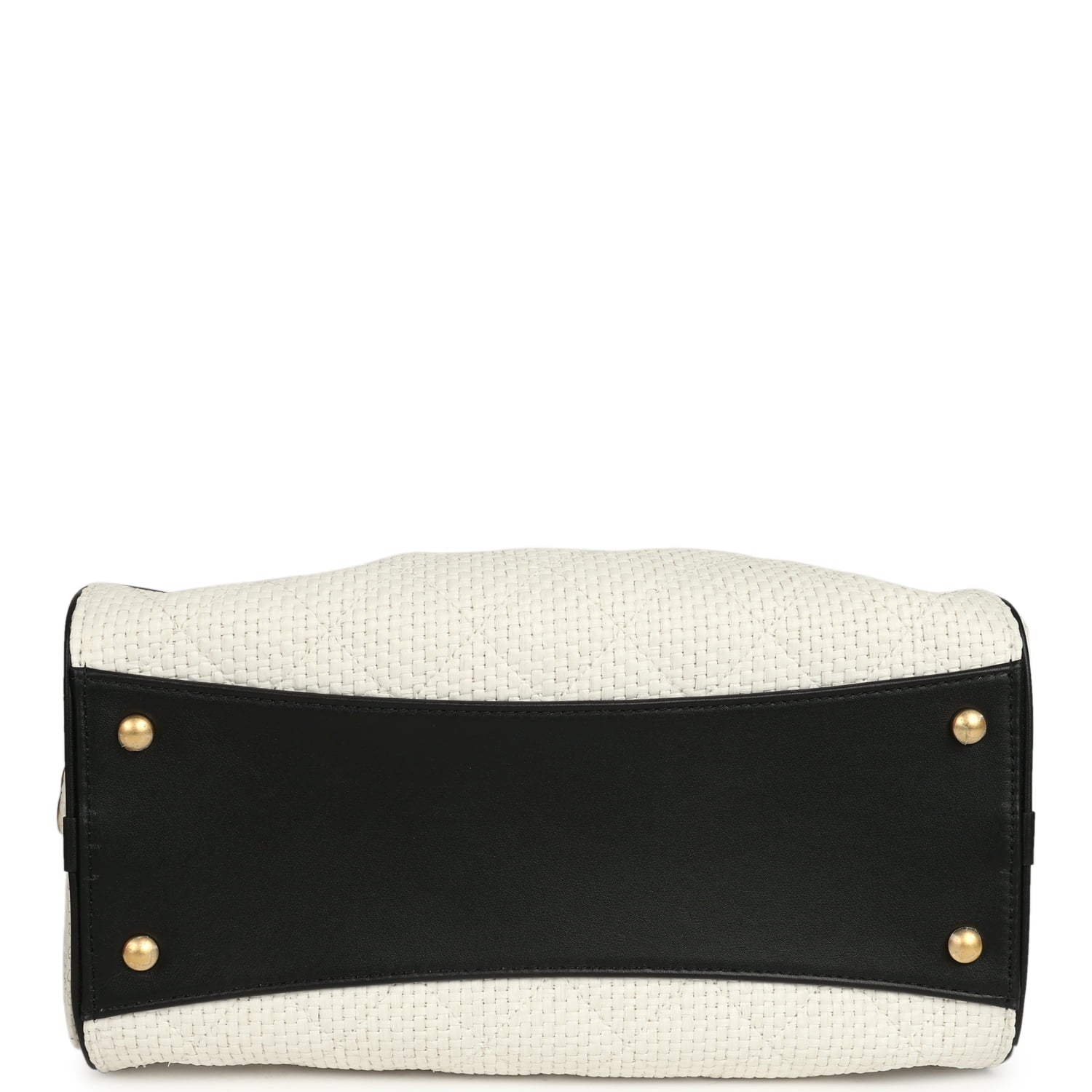 Chanel Small 25 Hobo Bag White Raffia and Black Calfskin Antique Gold Hardware