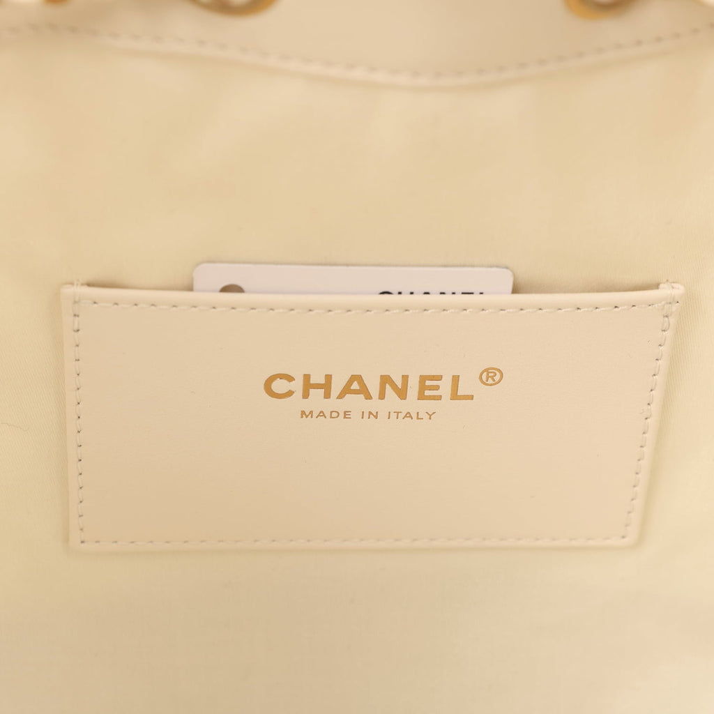 Chanel Small 25 Hobo Bag White Raffia and Black Calfskin Antique Gold Hardware