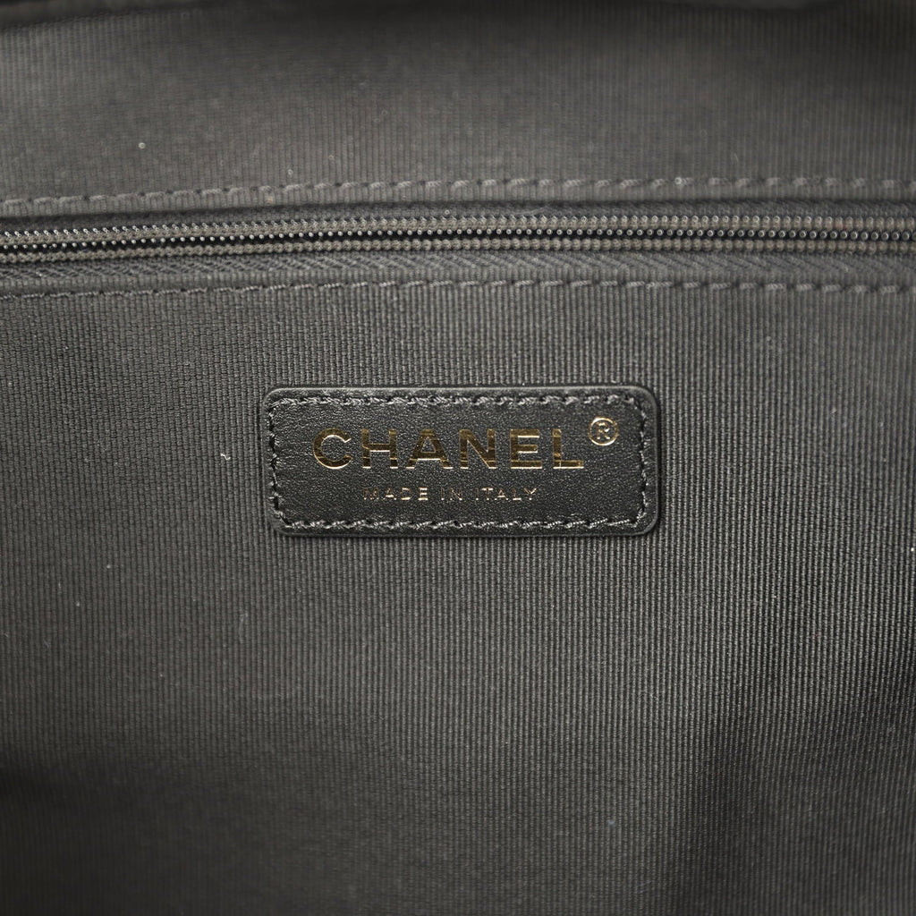 Chanel Small Coco Base Hobo Bag Grey Suede and Black Shiny Lambskin Brushed Gold Hardware