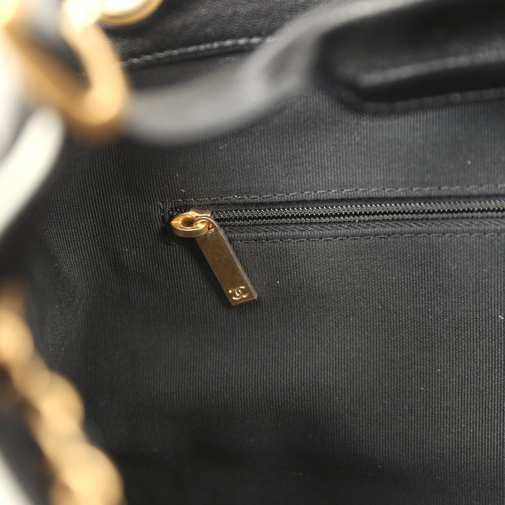 Chanel Small Coco Base Hobo Bag Grey Suede and Black Shiny Lambskin Brushed Gold Hardware
