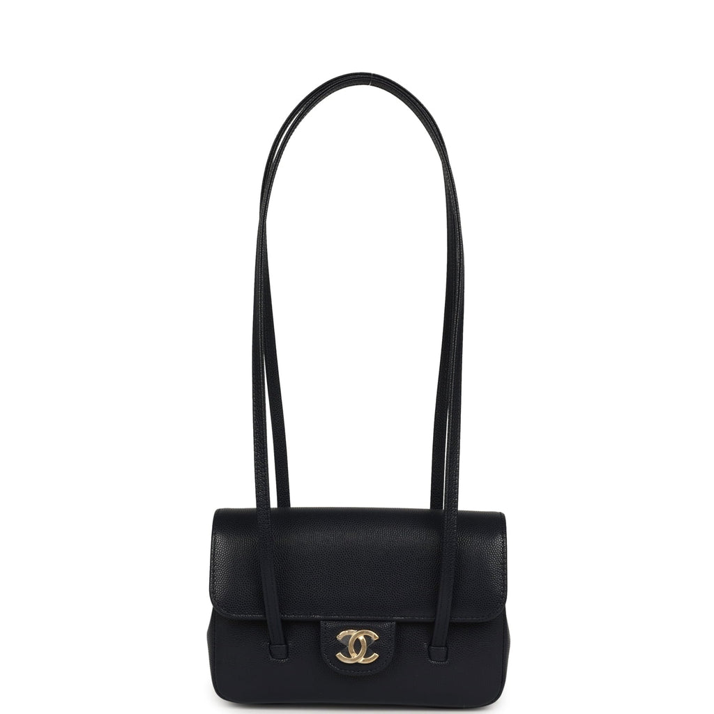Chanel Mini Preppy Coco Clutch with Straps Navy Blue Shiny Caviar Brushed Gold Hardware
