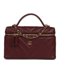 Chanel Chevron Top Handle Long Vanity Case with Chain Dark Burgundy Shiny Caviar Gold Hardware
