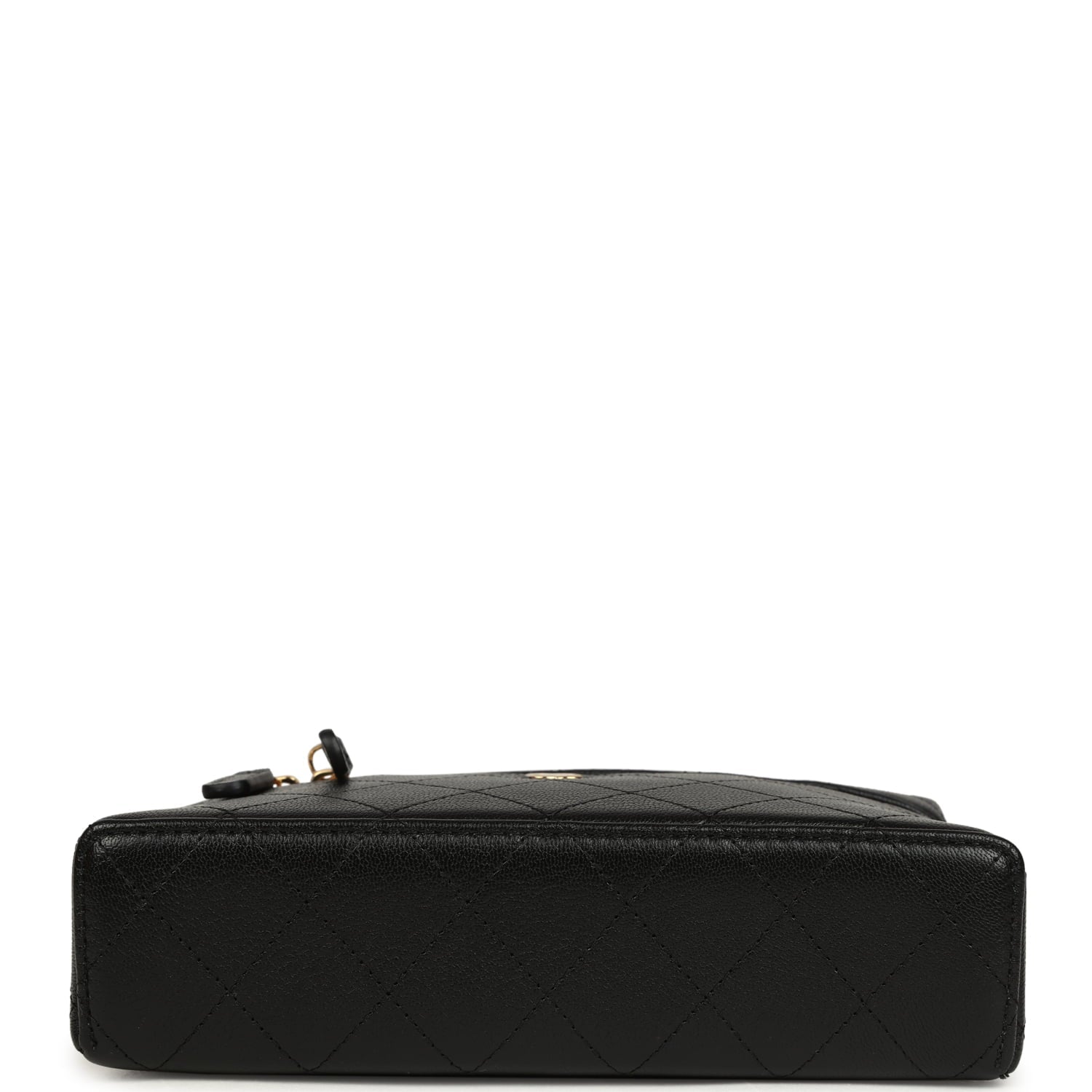 Chanel Top Handle Long Vanity Case with Chain Black Grained Goatskin Gold Hardware