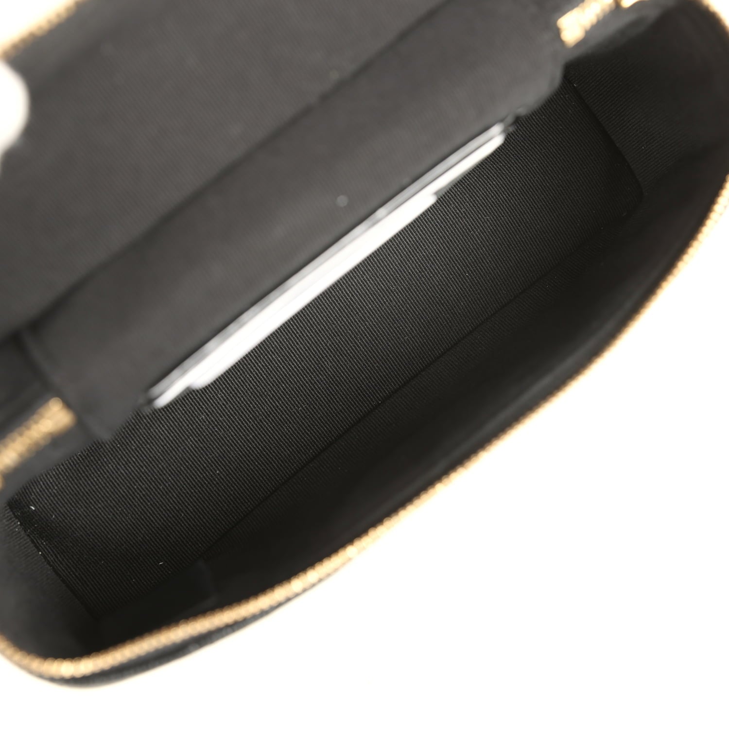 Chanel Top Handle Long Vanity Case with Chain Black Grained Goatskin Gold Hardware