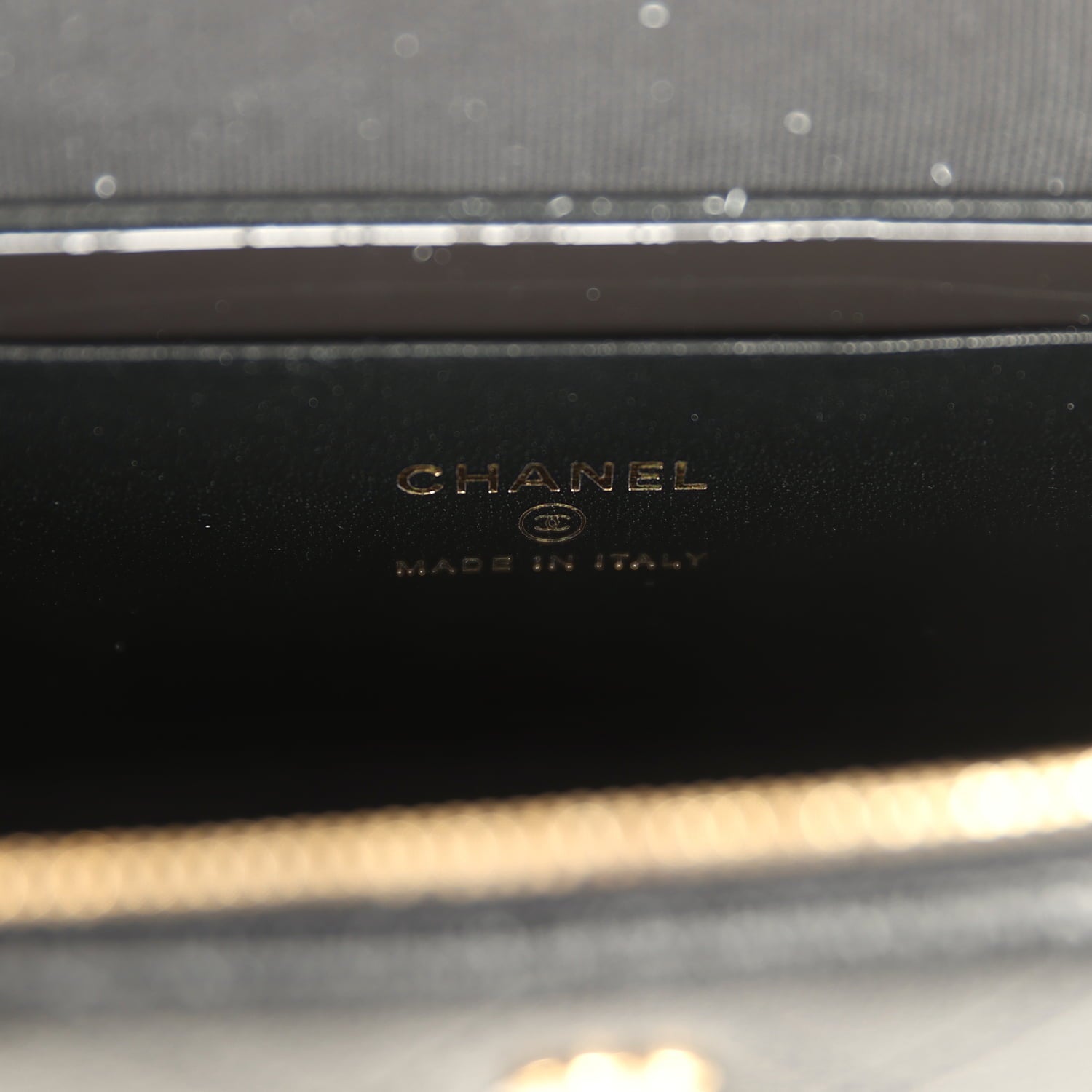 Chanel Top Handle Long Vanity Case with Chain Black Grained Goatskin Gold Hardware