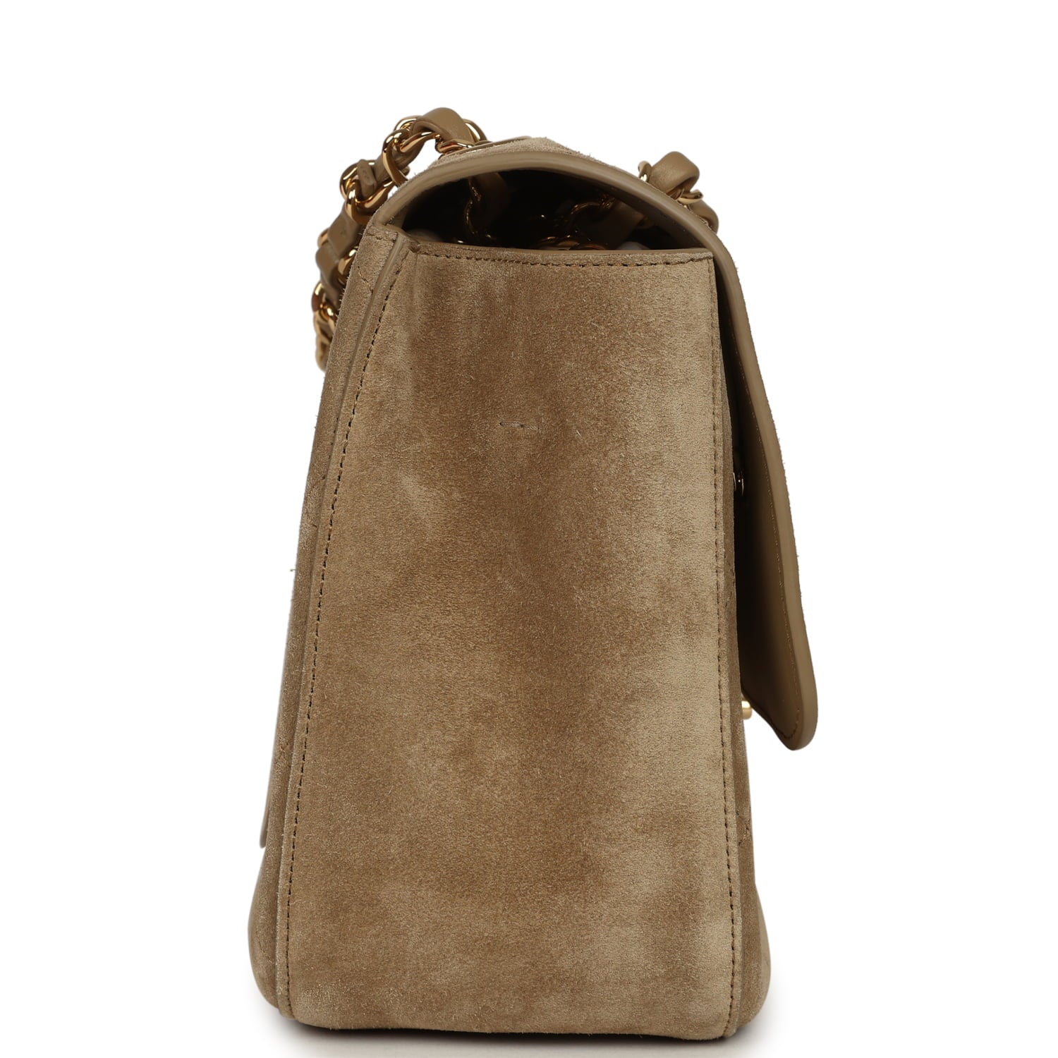 Chanel Maxi "Souplissimo" Small Flap Bag Dark Beige Suede Gold Hardware